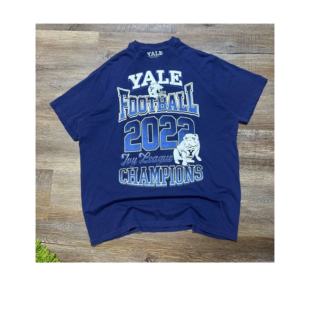 Yale Bulldogs Football 2022 Ivy League Champions Navy‎ Blue T-Shirt Mens Medium